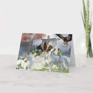 Magical Unicorn Fairy Griffin Landscape Card