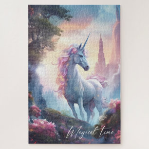Magical unicorn fairy tale castle birthday gift jigsaw puzzle