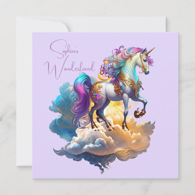 Magical Unicorn Fantasy clouds  card Birthday (Front)
