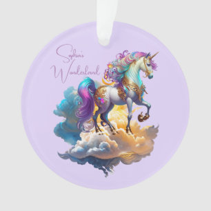 Magical Unicorn Fantasy clouds  card Birthday Ornament