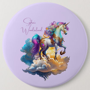 Magical Unicorn Fantasy clouds romance birthday 6 Inch Round Button