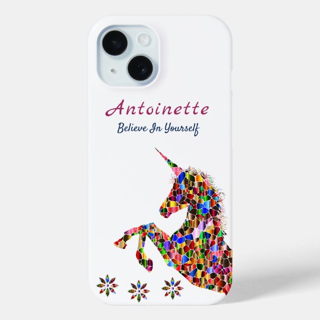  Magical Unicorn Fantasy Girly Glitter Personalize Case-Mate iPhone Case (Back)