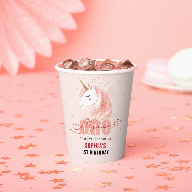 Magical Unicorn First Birthday Paper Cups (Insitu)