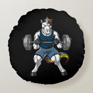 Magical Unicorn Fitness Gym Workout Bodybuilder Round Pillow