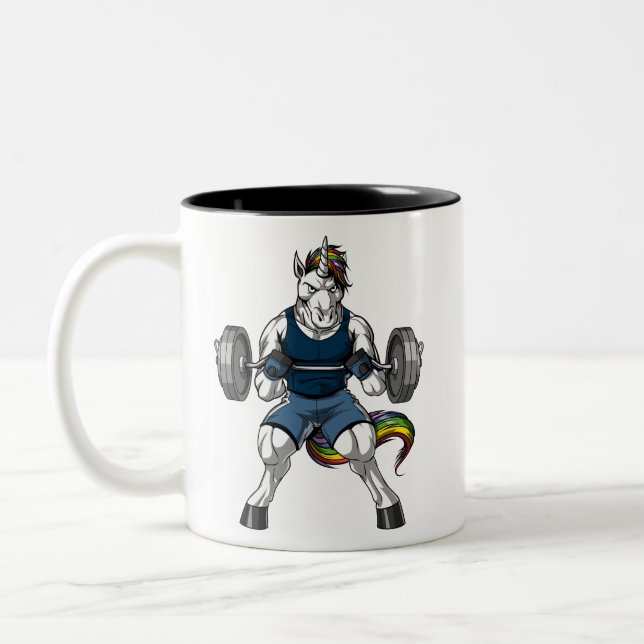 Magical Unicorn Fitness Gym Workout Bodybuilder Two-Tone Coffee Mug (Left)