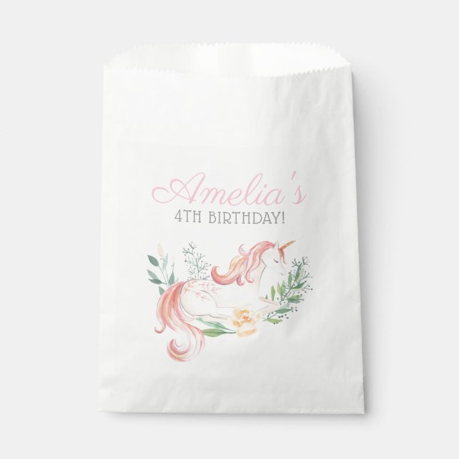 Magical Unicorn Flower Birthday party Favour Bag (Front)