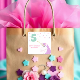 Magical Unicorn Girls Birthday Square Sticker
