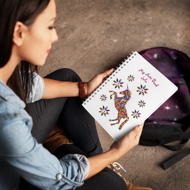 Magical Unicorn Glitter Shiny Girly Personalize Notebook (Creator Uploaded)