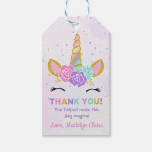 Magical Unicorn Glitter Stars Birthday Favour Gift Tags
