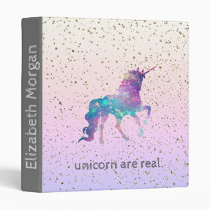 Magical Unicorn , Gold Confetti Binder