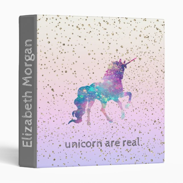 Magical Unicorn , Gold Confetti Binder (Front/Spine)