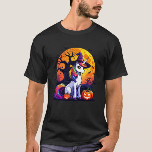 Magical Unicorn Halloween Pumpkin Witch Funny Cute T-Shirt