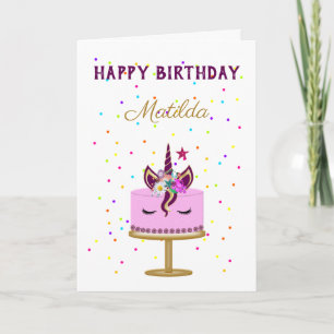 Magical Unicorn Happy Birthday Cake Card