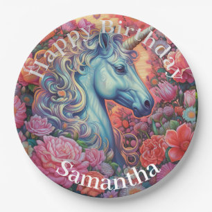 Magical Unicorn Happy Birthday Paper Plate