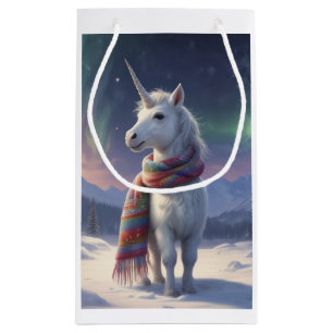 Magical Unicorn in the snow - Northern Lights Small Gift Bag