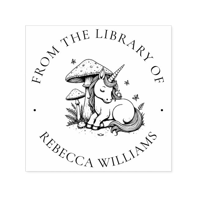 Magical Unicorn Library Book Stamp (Design)