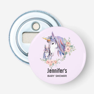 Magical Unicorn Mom & Baby Watercolor Baby Shower Bottle Opener