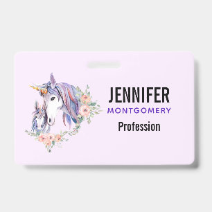 Magical Unicorn Mom & Baby Watercolor Badge