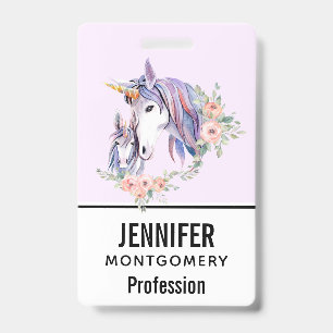 Magical Unicorn Mom & Baby Watercolor Badge