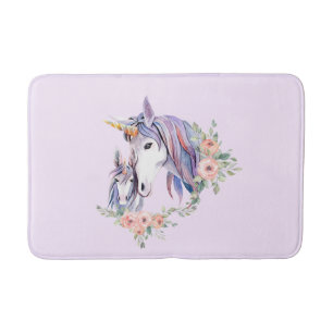 Magical Unicorn Mom & Baby Watercolor Bath Mat