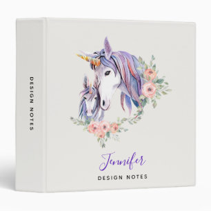 Magical Unicorn Mom & Baby Watercolor Binder