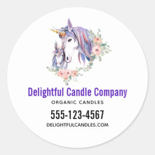 Magical Unicorn Mom & Baby Watercolor Business Classic Round Sticker