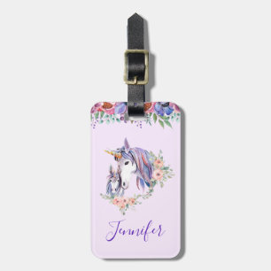 Magical Unicorn Mom & Baby Watercolor Luggage Tag