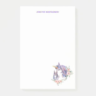 Magical Unicorn Mom & Baby Watercolor Post-it Notes