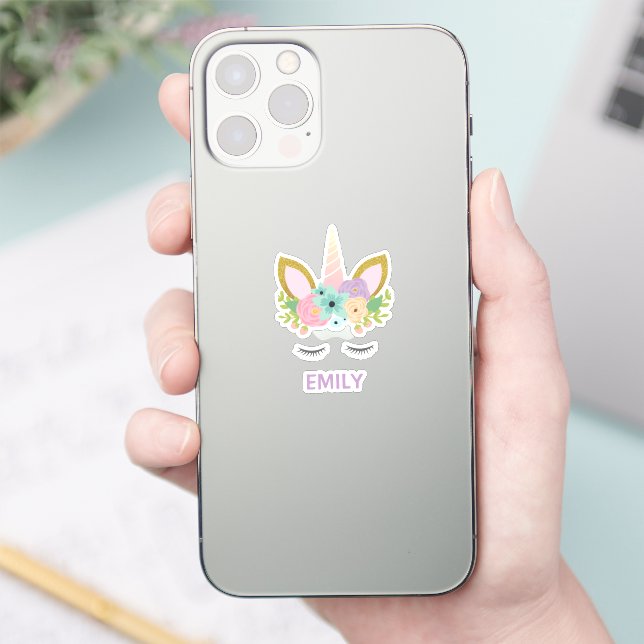 Magical Unicorn name sticker on phone  and laptop  (Phone)