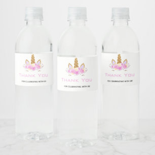 Magical Unicorn Party Birthday Water Bottle Label