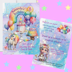 Magical Unicorn Party Kids Birthday ideas Invitation