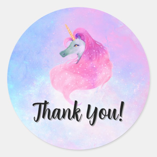 Magical Unicorn Party Matching Thank You Sticker (Front)