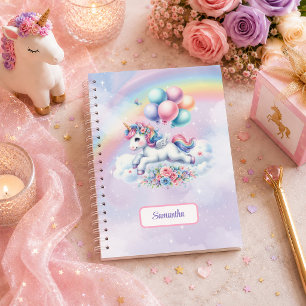 Magical Unicorn Pastel Girl Birthday Personalized Notebook