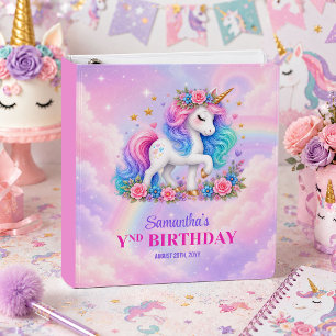 Magical Unicorn Pastel Girl Birthday Ring Binder