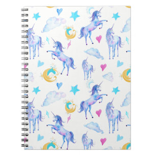 Magical Unicorn Pattern Watercolor Fantasy Design Notebook