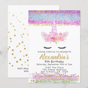 Magical Unicorn Personalized Birthday Party Invitation