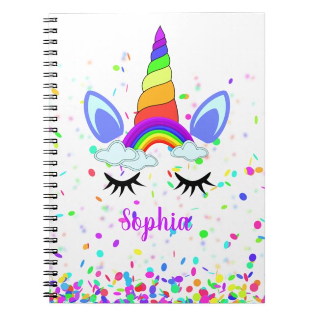 Magical Unicorn Personalized Kids Notebook (Front)