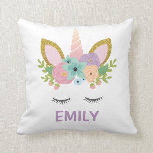 Magical Unicorn Personalized  name glitter girly   Throw Pillow
