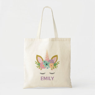 Magical Unicorn Personalized  name glitter girly  Tote Bag