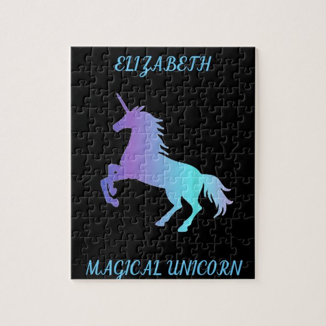 "MAGICAL UNICORN" puzzle for girls personalized. (Vertical)