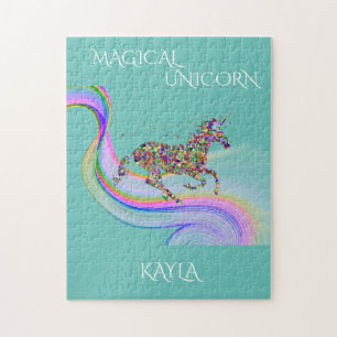 Magical unicorn puzzle with personalized name.