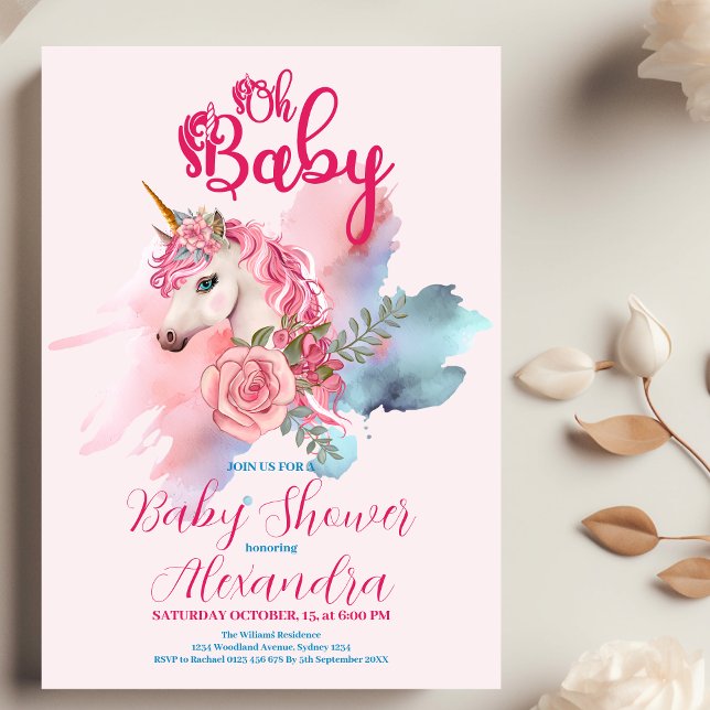 Magical Unicorn Rainbow Baby Shower Invitation (Creator Uploaded)