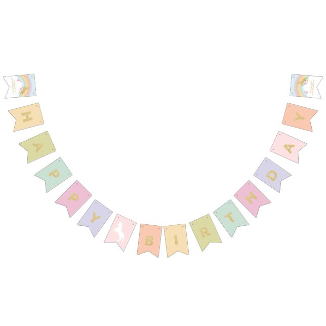 Magical Unicorn Rainbow Birthday Bunting Bunting Flags (All)