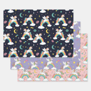 Magical Unicorn Rainbow Birthday Gift Wrap Set