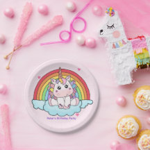 Magical Unicorn Rainbow Birthday Paper Plate