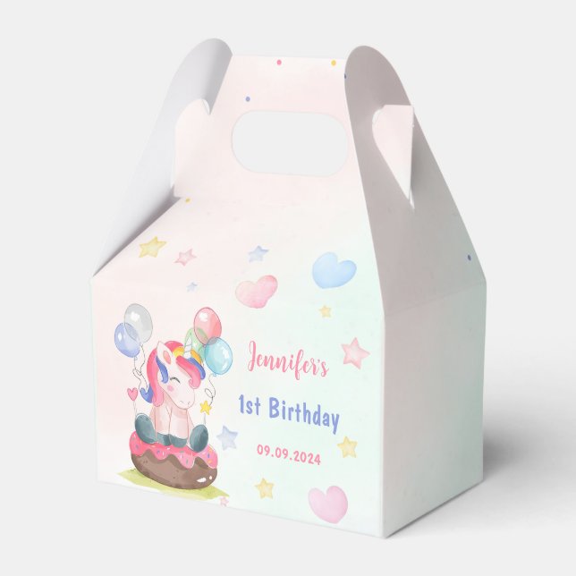 Magical Unicorn Rainbow Birthday Party  Favor Box (Front Side)