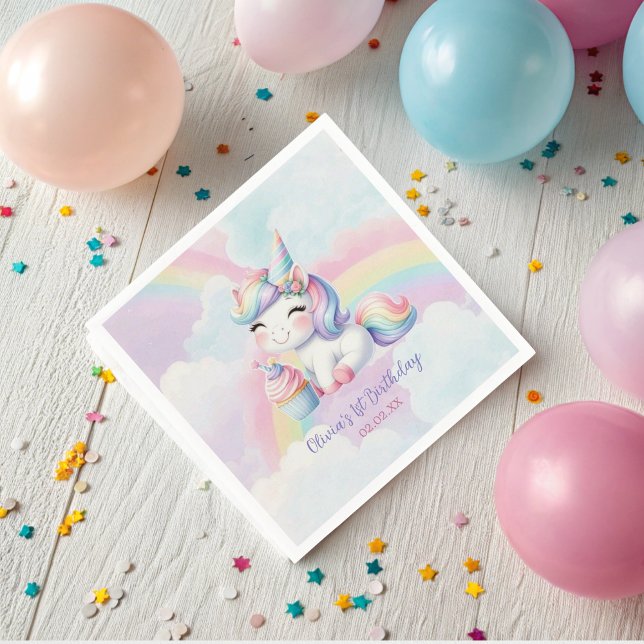 Magical Unicorn Rainbow Birthday Party  Napkin (Creator Uploaded)