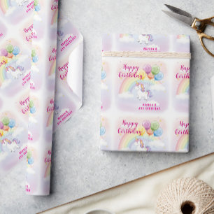 Magical Unicorn & Rainbow Birthday Wrapping Paper
