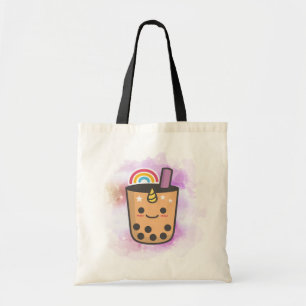 Magical Unicorn Rainbow Boba Tea Custom Tote Bag