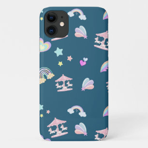 Magical Unicorn rainbow carousel pattern birthday  iPhone 11 Case